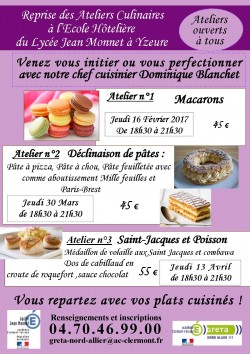 affiche ateliers culinaires 2017